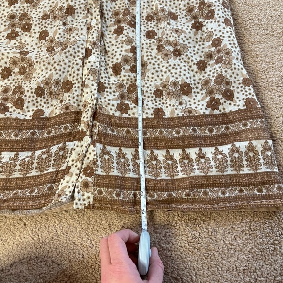 Blue Boheme OS Carla Printed Blouse Short Sleeves Camel Color 100% Cotton Boho - Picture 6 of 7